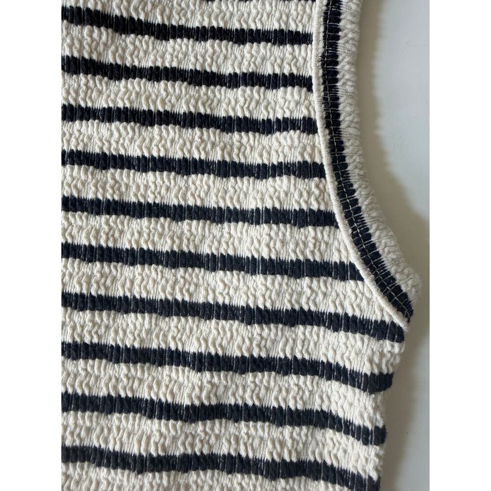 Gaze Black & White Striped Ribbed Knitted Tank Top - Picture 3 of 7